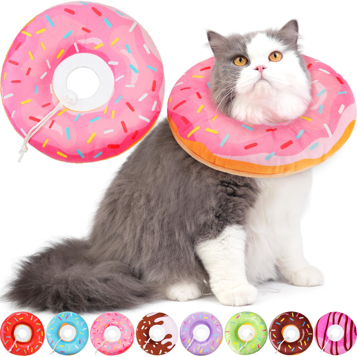 Hpetppy Cat Cone Collar Soft, Cat Recovery Collar for Wound Healing Cute Donut Adjustable Kitten Cones to Stop Licking Comfortable Lightweight Neck Elizabethan Collars for Kittens After Surgery
