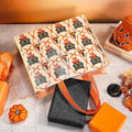Loveinside 13" Large Halloween Reusable Gift Bag, Vintage Black Cat & Witch Hat Pattern Recycled Gift Bag with Handles for Kids Halloween Party, Trick or Treat, 13" x 5" x 10", 1 Pcs
