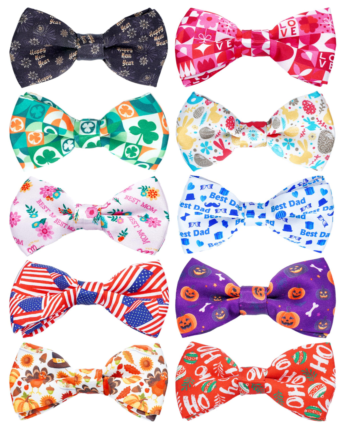 PET SHOW 10 Pack Fall Dog Bowties for Large Dogs Sliding on Collar