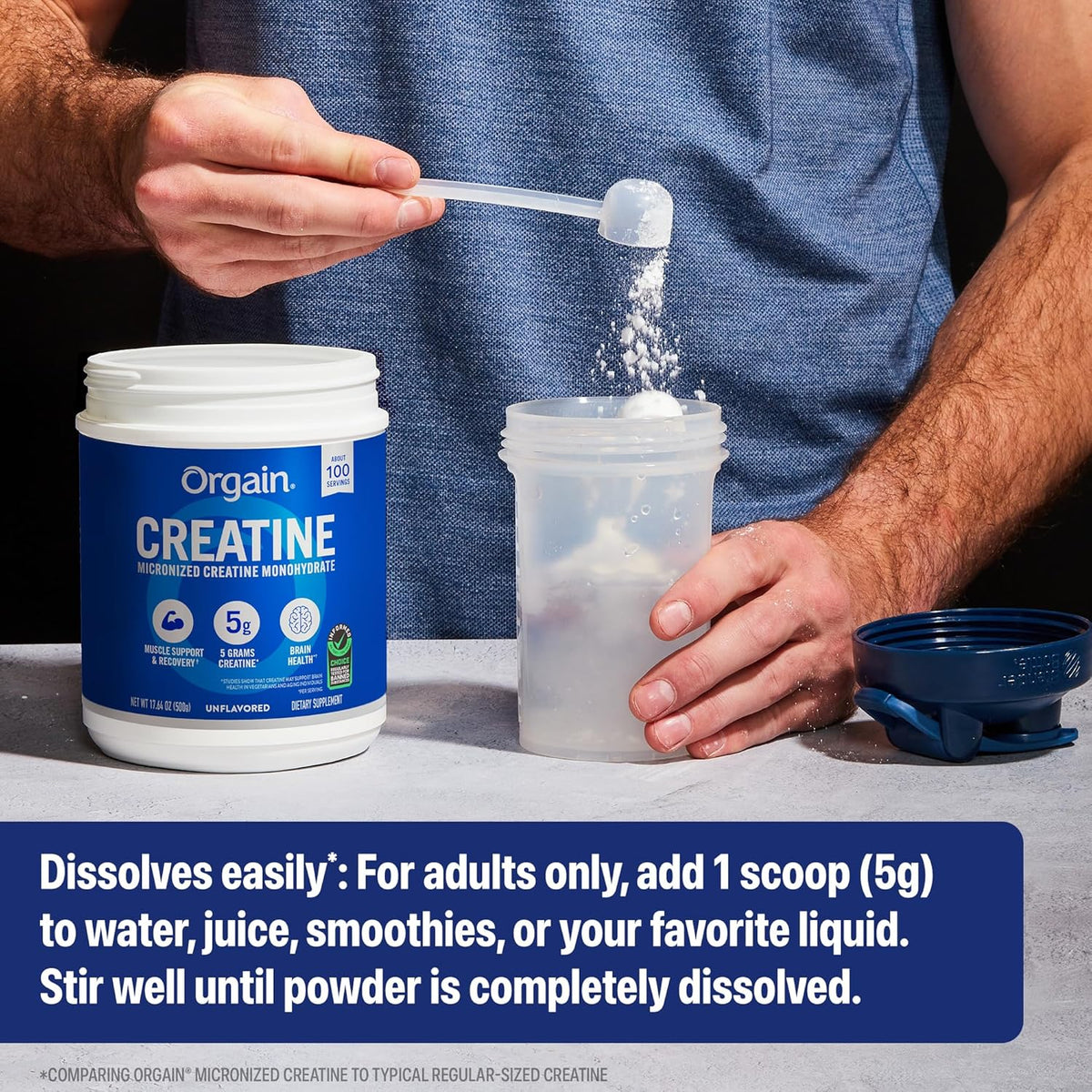 Orgain 5g Creatine Monohydrate Micronized Powder, Unflavored, 100 Servings