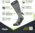 Alvada Mens Merino Wool Crew Socks Thermal and Warm Socks for Winter Work Hiking Running 3 Pairs