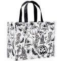 Loveinside 13" Large Halloween Reusable Gift Bag, Vintage Black Cat & Witch Hat Pattern Recycled Gift Bag with Handles for Kids Halloween Party, Trick or Treat, 13" x 5" x 10", 1 Pcs