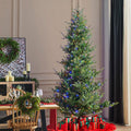 Glitzhome 15ft Prelit Artificial Christmas Tree, Vibrant Evergreen Fir with 5,000 Warm White/Multi-Color Chasing and Twinkling Lights, 13,459 PE&PVC Branch Tips, 9 Function w/Foot Pedal, Simple Setup