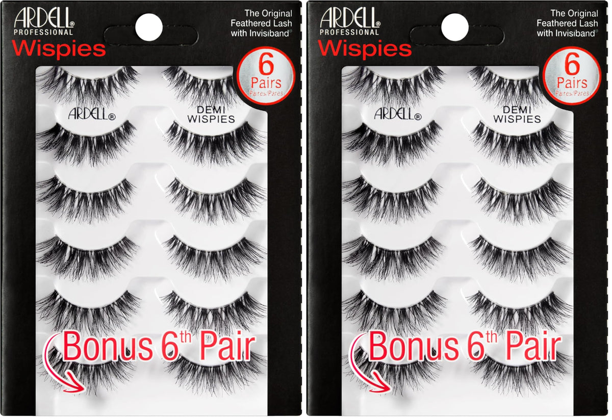 Ardell Wispies False Eyelashes 113 – Natural Wispy Strip Lashes, Lightweight & Seamless Invisiband for All-Day Wear, 6 Pairs, 1 Pack