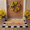 Tinideya 2 23.6 X 35.4 Inches Plaid Ghost Red Brown | Layered Coir Doormat Set, Non Slip Backing for Outdoor Entryway, Buffalo Plaid Seasonal Design, Front Porch Home Decor
