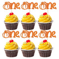 24pc Little Pumpkin Cupcake Toppers - Glitter Pumpkin Cupcake Picks - Baby Shower Decorations - Fall Harvest Theme - Kids Birthday Party Supplies