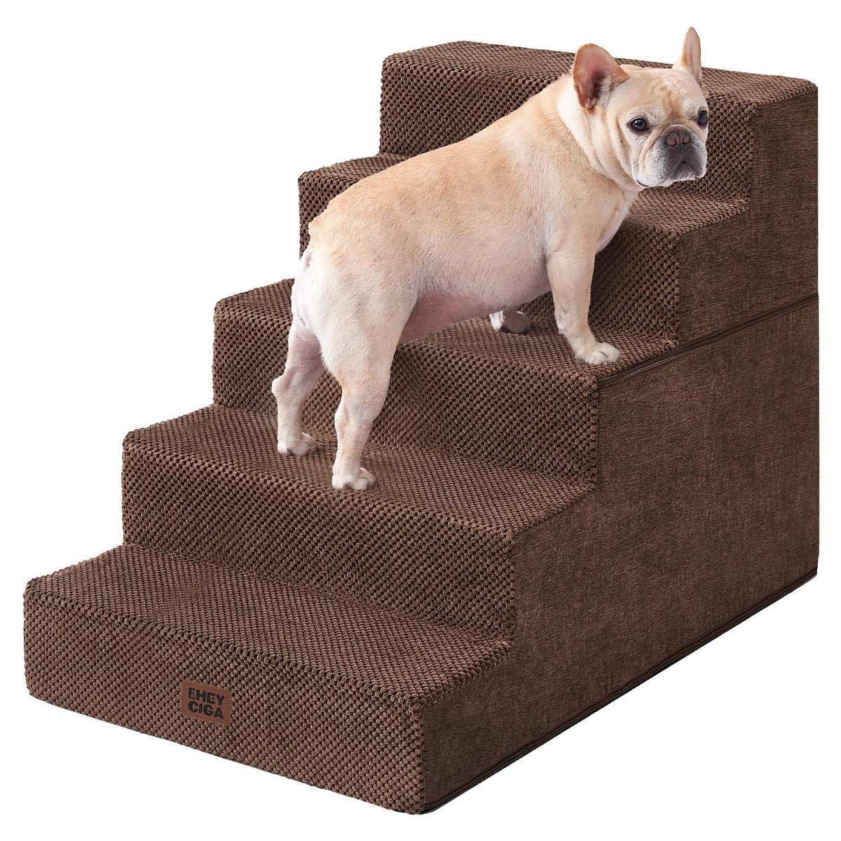 EHEYCIGA Dog Stairs for Bed 18" H, 4-Step Dog Steps for High Bed, Pet Steps for Small Dogs and Cats, Non-Slip Balanced Pet Ramp Indoor, Grey