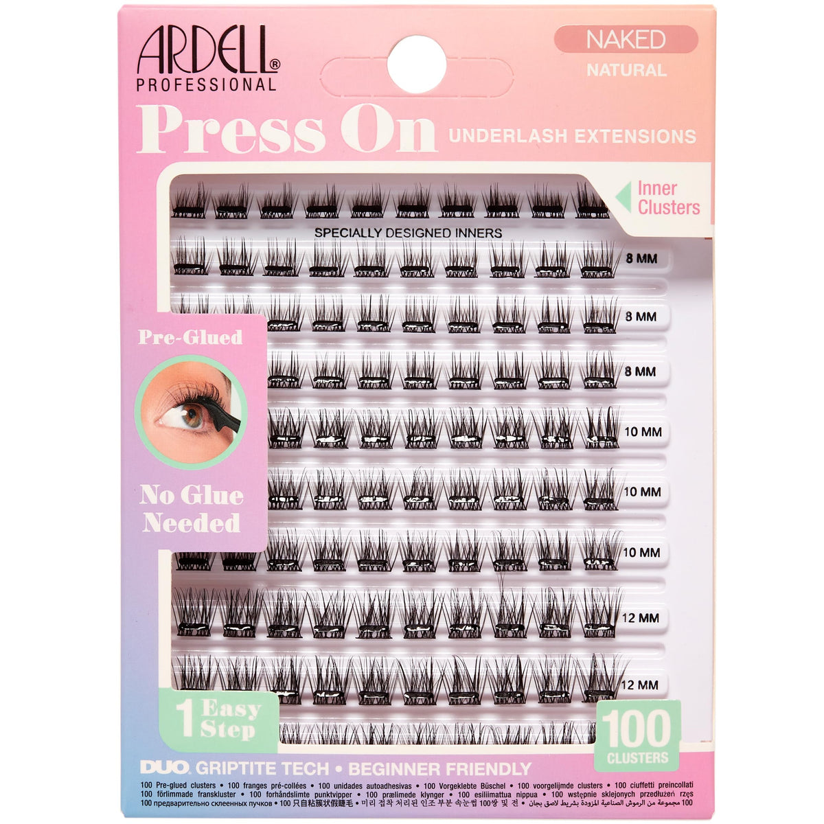 Ardell Press On Lashes Wispies Natural – Pre Glued Underlash Extension Wispy Lash Clusters No Glue Needed DIY Cluster Eyelash Extensions, Black, 100 ct
