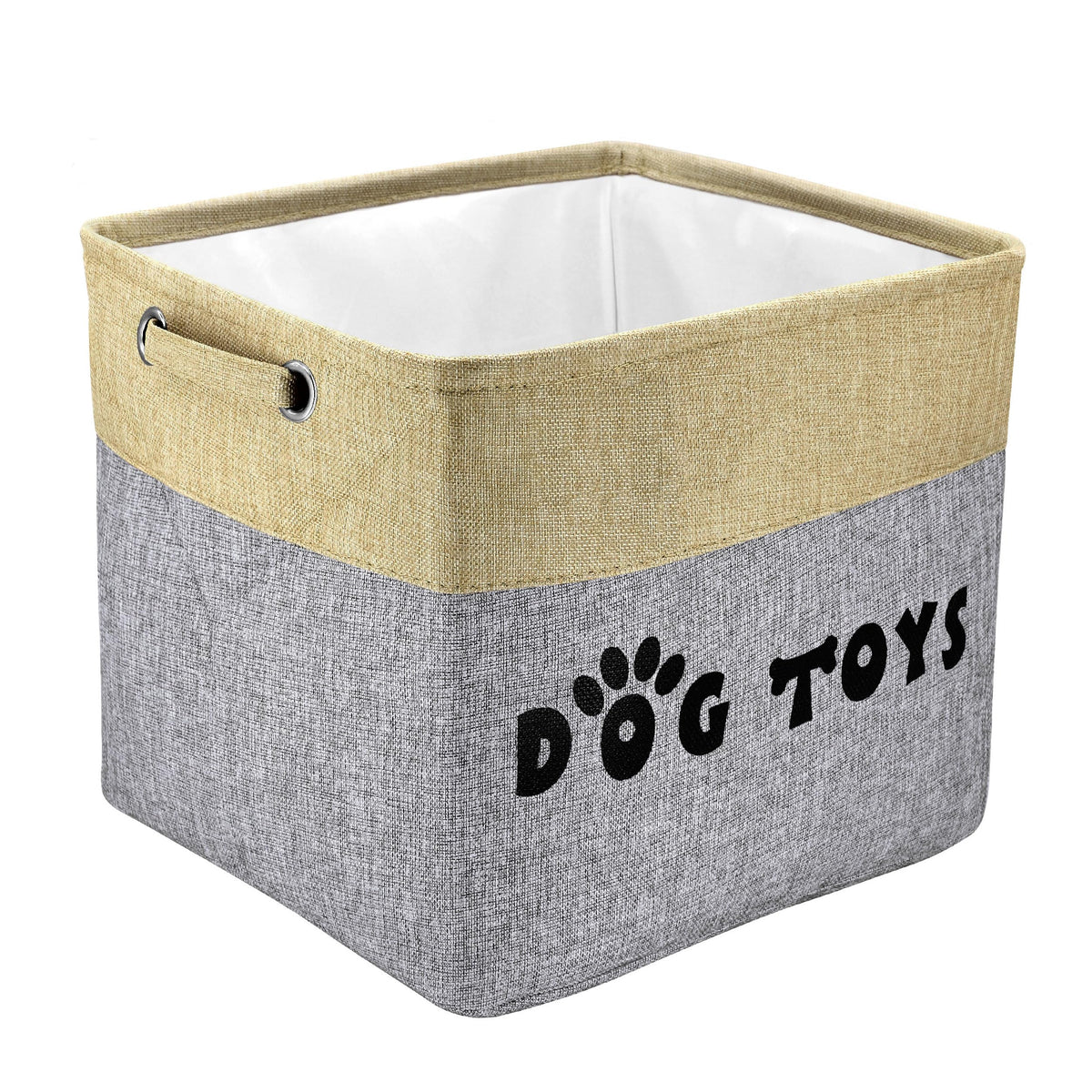 PET ARTIST Dog Toy Basket, Large Collapsible, Brown, M: 15"x11"x9" | Dog Toy Bin Box, Comfortable Handles, Large Pet Toy Storage Organizer, For Accessories, Toys, Coat & Clothing, Blanket Leash