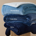 Bedsure GentleSoft Sherpa Fleece Throw Blanket for Couch, Non-Heated, Thick and Warm Throw for Women and Men, Soft Fuzzy Plush Weight Blanket for Winter, Navy, 50x60 Inches