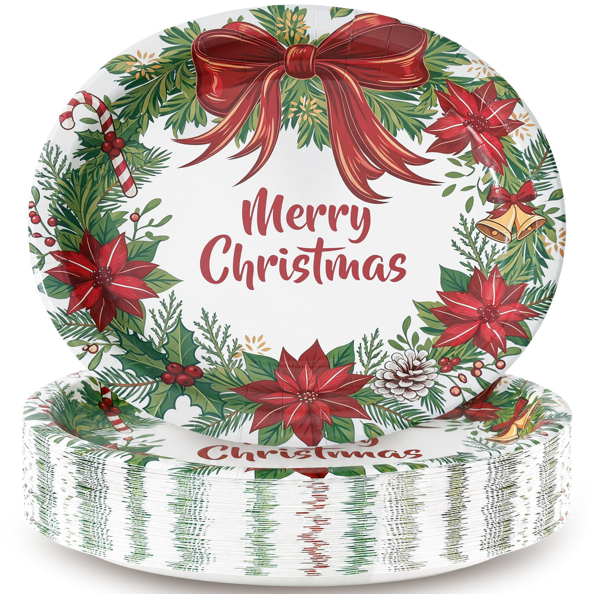 50Pack Thanksgiving Paper Plates - 10" x 12" Oval Paper Plates Dinner Size Large Disposable Platter Heavy Duty For Happy Thanksgiving Serving Tray Autumn Fall Harvest Party Supply