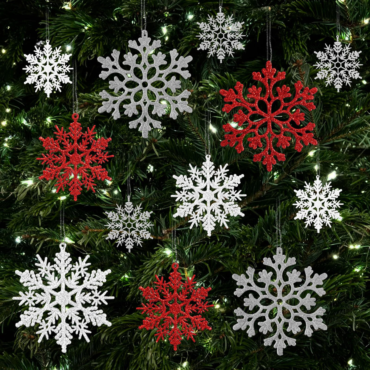 kockuu Christmas Decorations Snowflake Ornament White for Tree Decor Craft