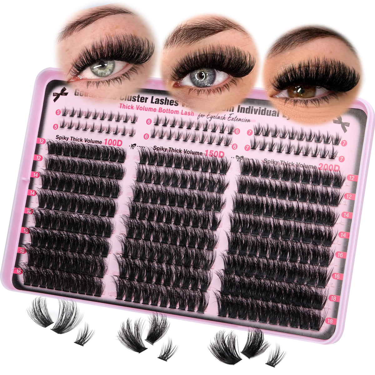 Goddvenus Manga Lash Clusters With Spikes Wispy Cluster Eyelash Extensions Fluffy Anime Eyelashes Clusters Reusable Faux Mink Fairy Individual Lash Extension (D Curve 12-18mm 204 pieces)