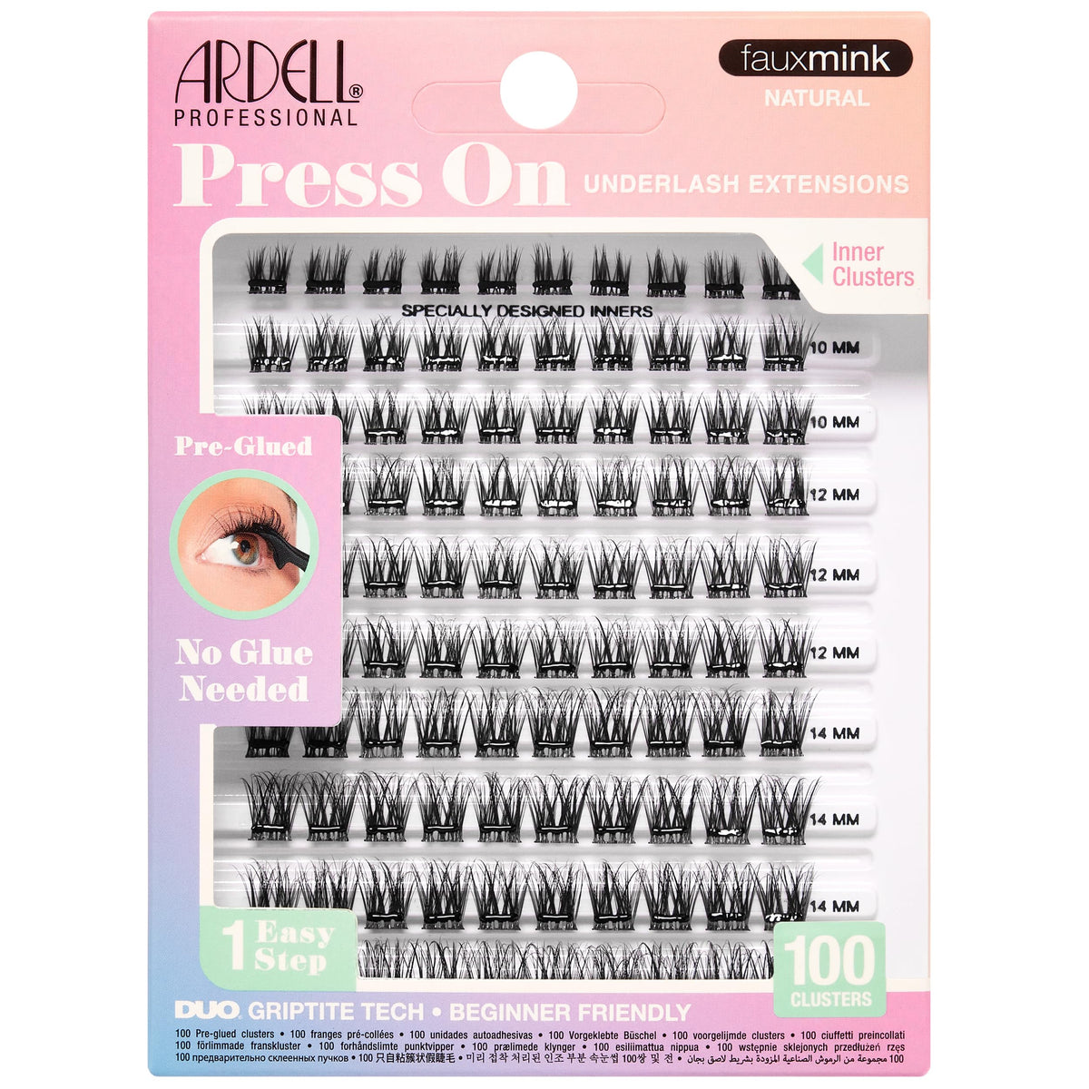 Ardell Press On Lashes Wispies Natural – Pre Glued Underlash Extension Wispy Lash Clusters No Glue Needed DIY Cluster Eyelash Extensions, Black, 100 ct