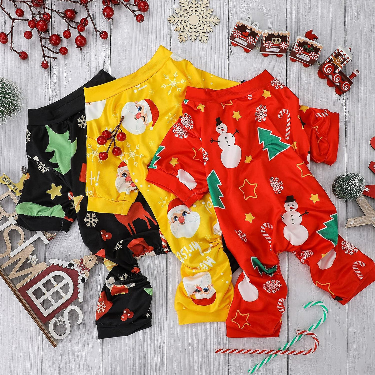 Frienda 3 Pcs Christmas Dog Pajamas,Snowman Pattern,S (fit 3.3-5.5lbs
