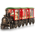 Train Snow Globe Christmas Snow Globe Lantern with Auto 6H Timer and Manual Glitter, Lighted Christmas Decorations Indoor with Santa Claus Reindeer Tree for Home Tabletop, Battery Operated