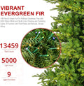 Glitzhome 15ft Prelit Artificial Christmas Tree, Vibrant Evergreen Fir with 5,000 Warm White/Multi-Color Chasing and Twinkling Lights, 13,459 PE&PVC Branch Tips, 9 Function w/Foot Pedal, Simple Setup
