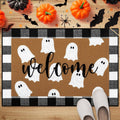 Tinideya 2 23.6 X 35.4 Inches Plaid Ghost Red Brown | Layered Coir Doormat Set, Non Slip Backing for Outdoor Entryway, Buffalo Plaid Seasonal Design, Front Porch Home Decor