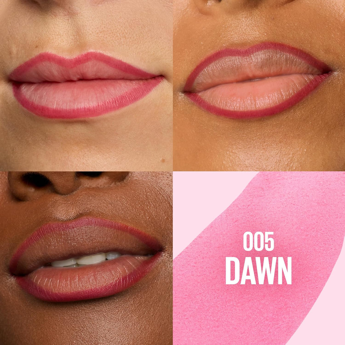 MAYBELLINE Super Stay Peel Off Lip Liner Lip Stain, Up to 24H Tattoo-Like Wear, Transfer-Proof Matte Finish, Hydrating Formula With Vitamin E, Dawn (Pink)