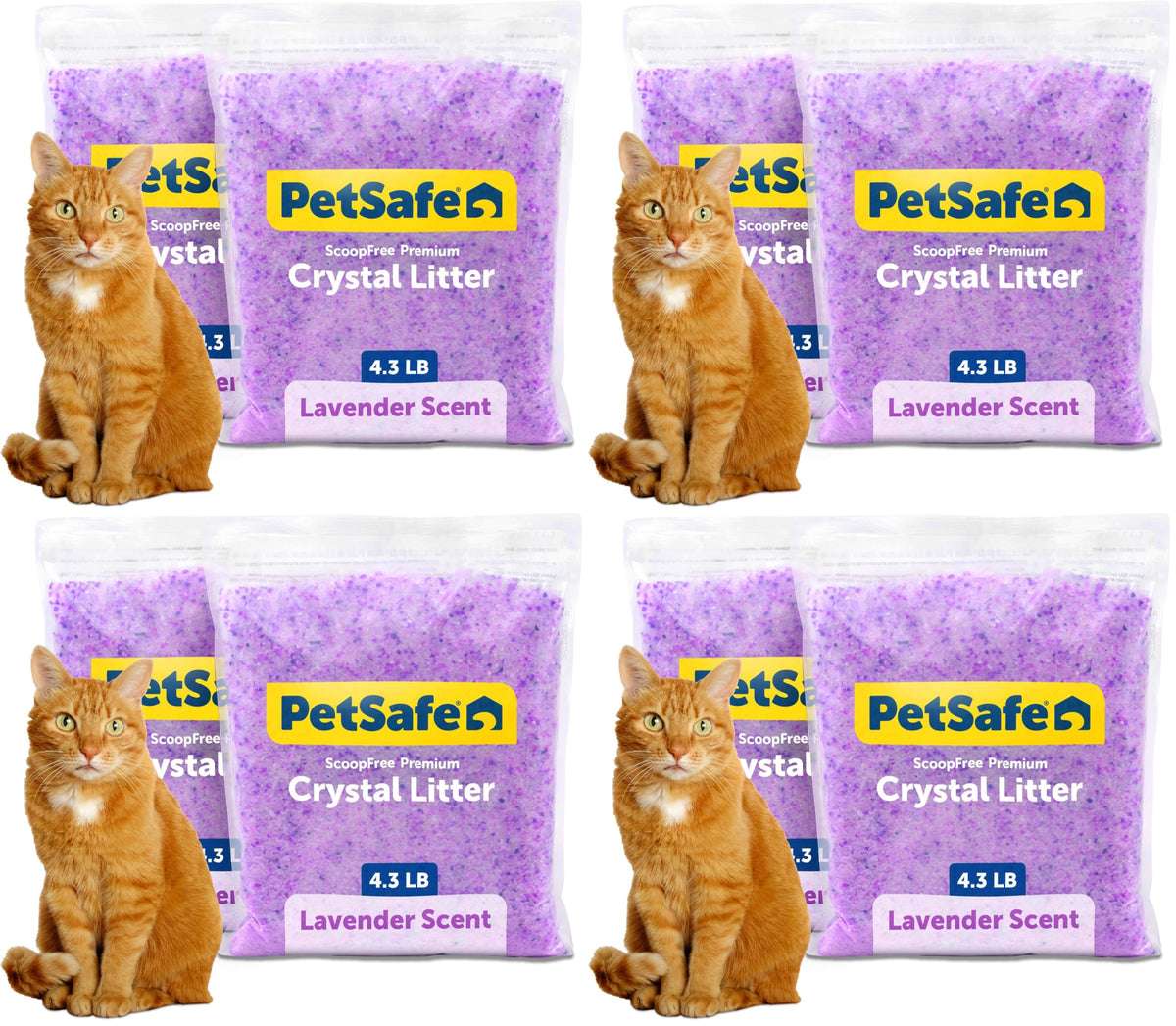 PetSafe ScoopFree 4.3 lb Bags (2 Pack) Premium Crystal Cat Litter - Outperforms Clay Litter - Refill Packs - Reusable Tray Compatible - Fresh Scent