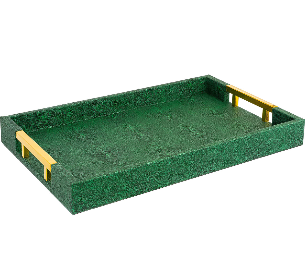 Home Redefined 17.5"x12" Gold Glossy Crocodile Faux Leather Serving Tray Beautiful Modern Elegant Decorative Tray with Handles Ottoman Coffee Table Tray for All Occasion's