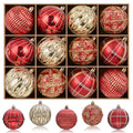 JORNOY 12CT 3.12-Inch Christmas Balls Ornaments for Tree, Red & White