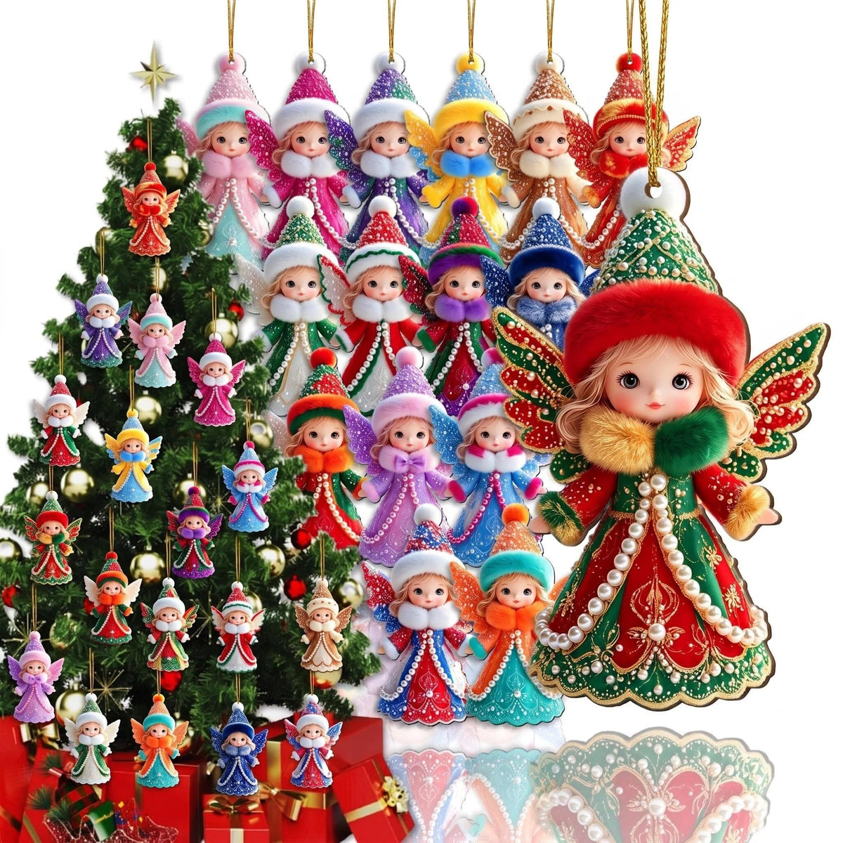 18Pcs Colorful Angel Christmas Ornaments