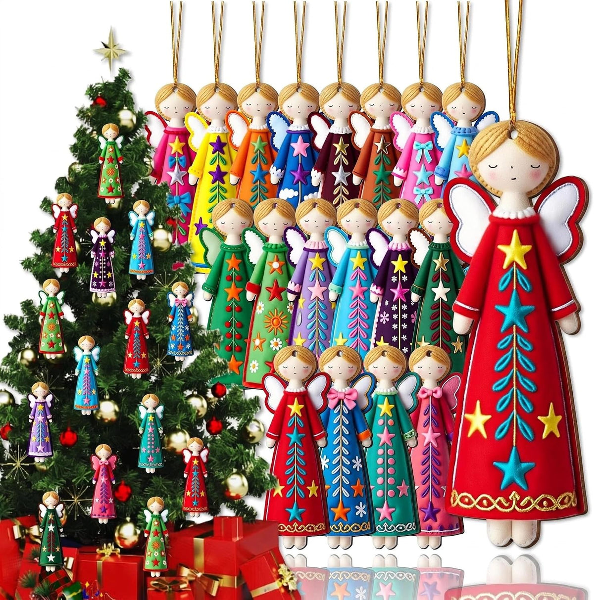18Pcs Colorful Angel Christmas Ornaments