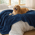 Bedsure ComfyFleece™ Waterproof Dog Blankets for Large Dogs,50x60 Cream | Soft Plush Couch Cover,Washable Corduroy Fleece for Furniture Protector,Cozy Calming Reversible Pet Blanket for Senior Dogs