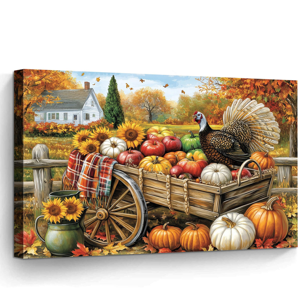 YZDQLANY Canvas Wall Art Autumn Landscape Dog Pumpkin Wall Decor