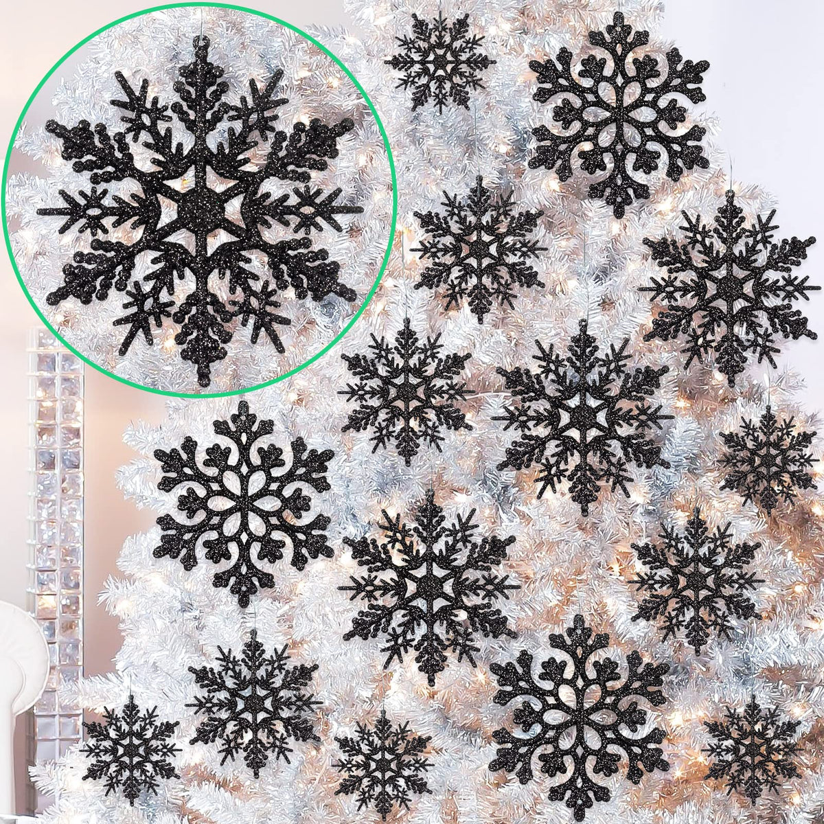 kockuu Christmas Decorations Snowflake Ornament White for Tree Decor Craft