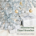 Best Choice Products 6ft Prelit Tinsel Christmas Tree w/Twinkling LED Lights, Artificial Seasonal Holiday Decoration w/ 250 Lights, 1,000 Branch Tips, Metal Stand - Silver