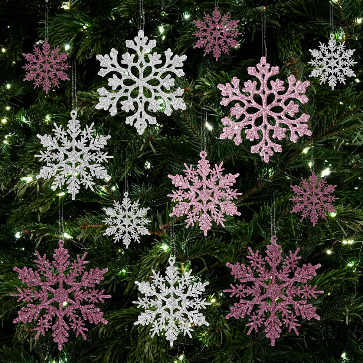 kockuu Christmas Decorations Snowflake Ornament White for Tree Decor Craft