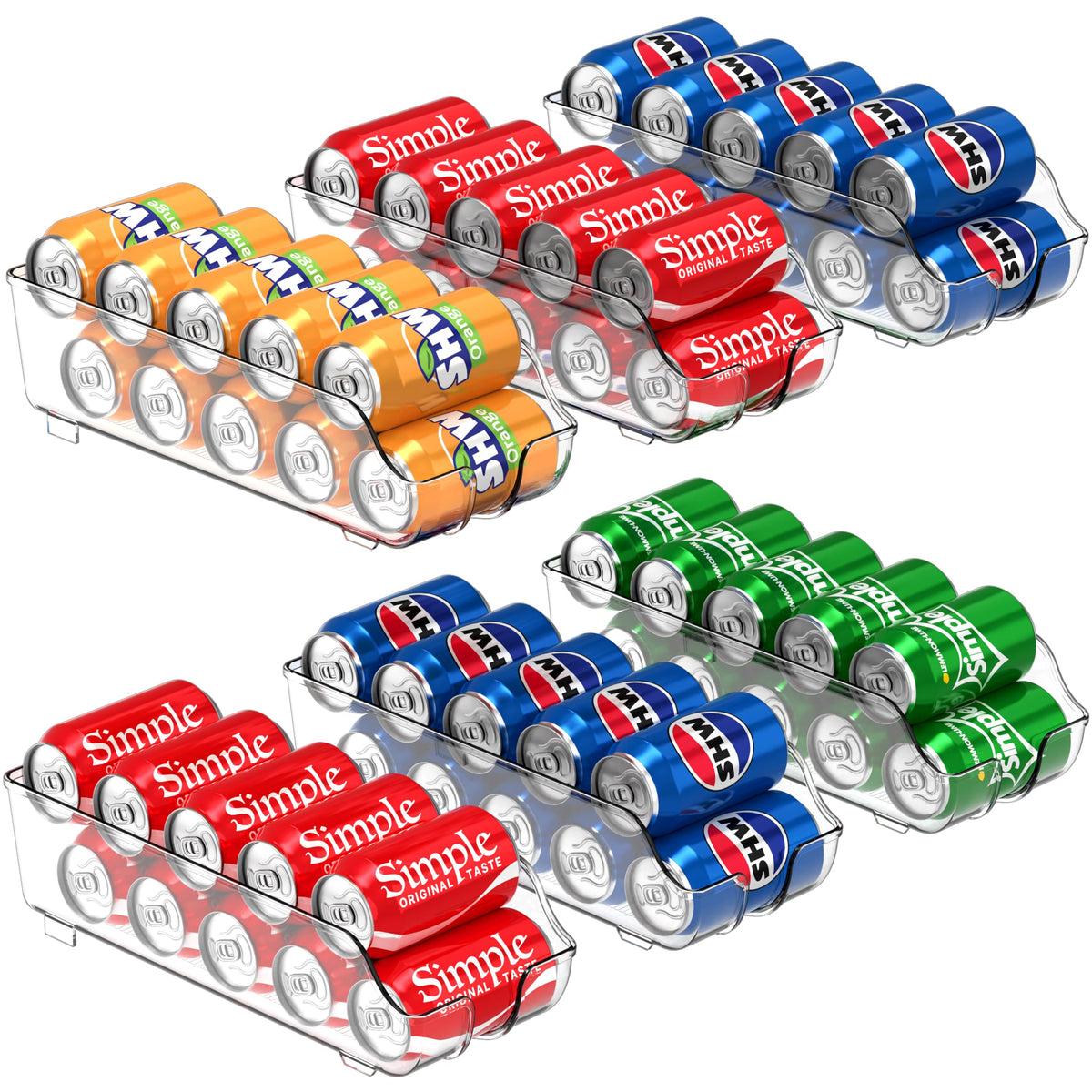 Simple Houseware Soda Can Organizer Dispenser Refrigerator/Pantry, Set of 2 | Clear