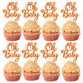 24pc Little Pumpkin Cupcake Toppers - Glitter Pumpkin Cupcake Picks - Baby Shower Decorations - Fall Harvest Theme - Kids Birthday Party Supplies