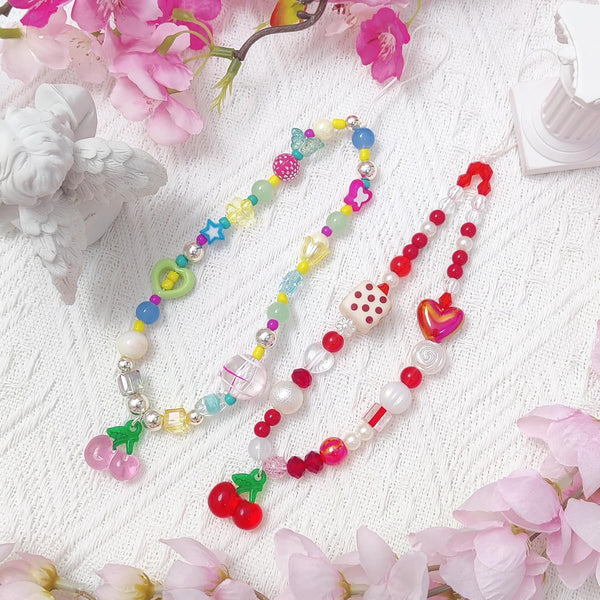 cioatu 4 Pieces Cute Phone Charms Beaded Phone Strap Aesthetic Y2K CellPhone Keychain Cute Bear Butterfly Heart Cool PhoneCharm for Bag Keychain Airpods Camera Pendants Decor