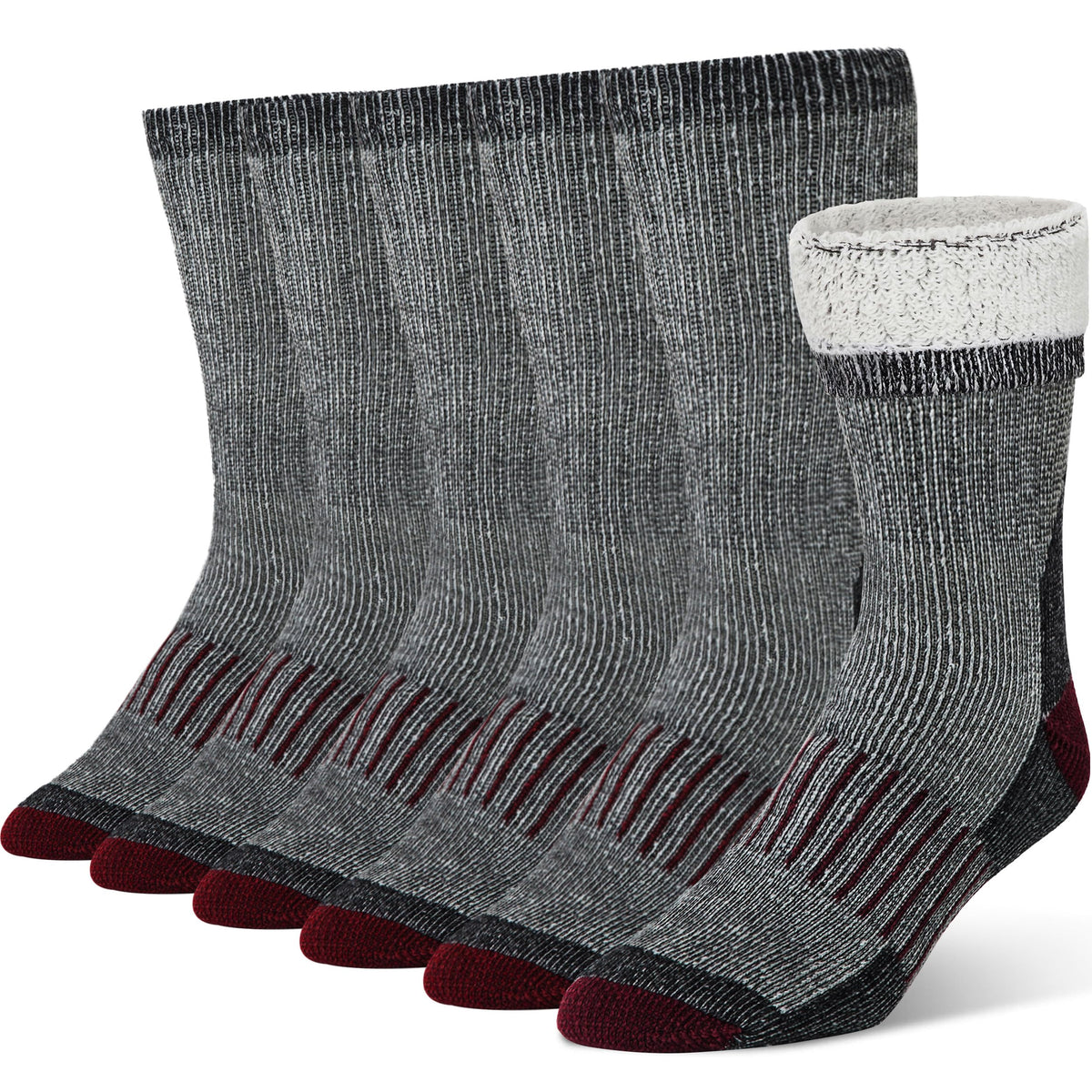 Alvada Mens Merino Wool Crew Socks Thermal and Warm Socks for Winter Work Hiking Running 3 Pairs