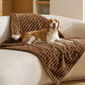 Bedsure ComfyFleece™ Waterproof Dog Blankets for Large Dogs,50x60 Cream | Soft Plush Couch Cover,Washable Corduroy Fleece for Furniture Protector,Cozy Calming Reversible Pet Blanket for Senior Dogs