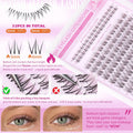 Natural Lash Clusters Kit Wispy Eyelash Clusters Kit with Bottom Eyelashes C Curly Lash Extension Kit with Invisible Band DIY Individual Lashes Kit with Lash Bond and Seal 132Pcs