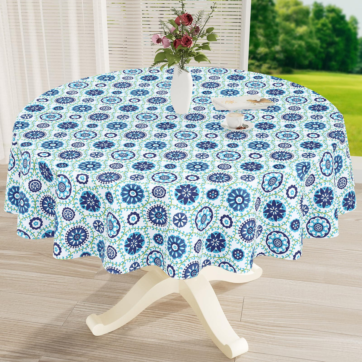 Rectangle Waterproof Vinyl Table Cloth, Wipeable Tablecloth with Flannel Backing, Plastic Table Cover for Fall, Thanksgiving (Pumpkin, 52" x 70")