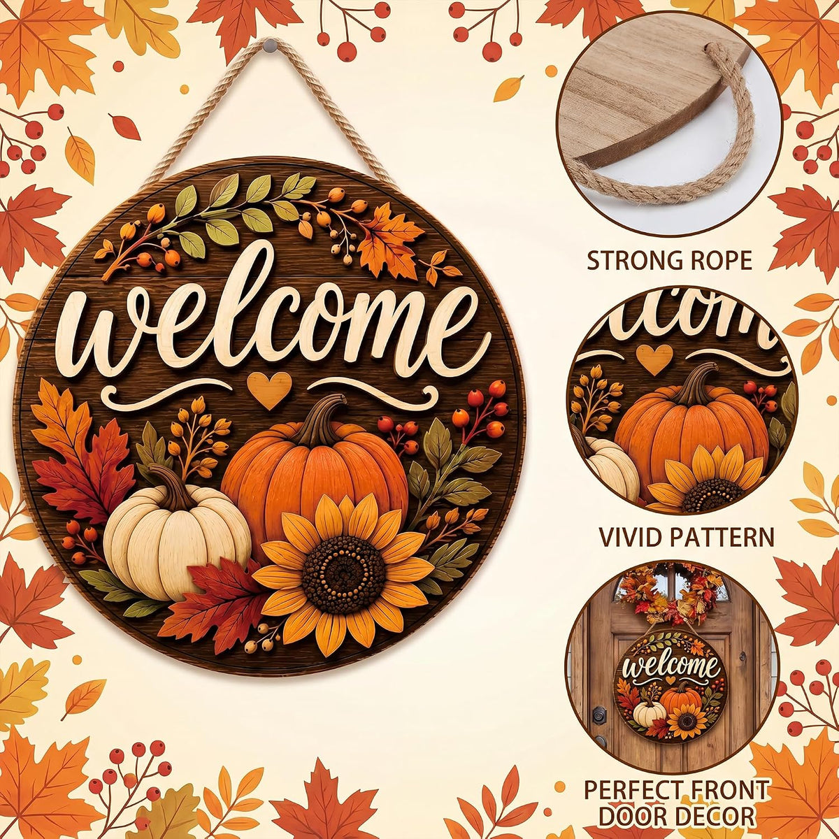 Thanksgiving Decorations - Fall Thanksgiving Welcome Sign for Front Door