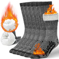 Alvada Mens Merino Wool Crew Socks Thermal and Warm Socks for Winter Work Hiking Running 3 Pairs