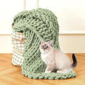 Chunky Knit Blanket Throw for Couch, 51"x63" Chunky Yarn Knitted Blankets | 100% Hand Knit Thick Chenille, Soft Breathable for Bed, Sofa, Home Decor, Cozy Gifts for Women Friends, Sage Green