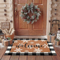 Tinideya 2 23.6 X 35.4 Inches Plaid Ghost Red Brown | Layered Coir Doormat Set, Non Slip Backing for Outdoor Entryway, Buffalo Plaid Seasonal Design, Front Porch Home Decor
