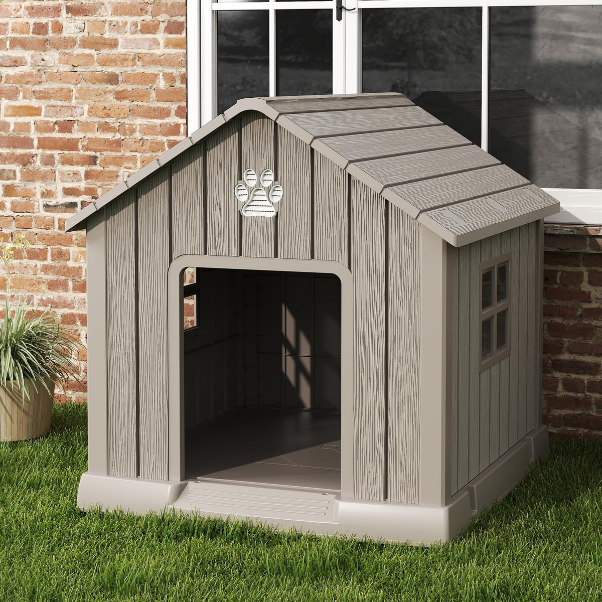 Bifanuo Dog House Outdoor Indoor for Small Dogs - Plastic Pet Shelter, Easy-Assemble & Weather-Resistant for Living Room, Balcony (Blue, 18" L x 22.4" W x 22.2" H)