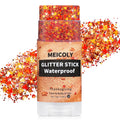 MEICOLY Orange Face Glitter Stick,Halloween Hair Glitter Stick for Women,Autumn Sparkle Orange Accessories Body Glitter Makeup,Waterproof Fall Face Glitter for Party Rave Festival