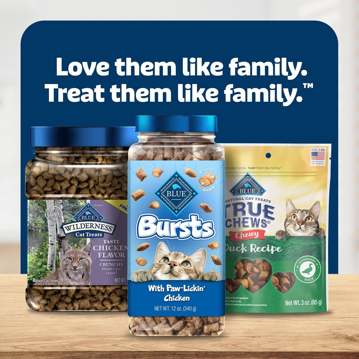 Blue Buffalo Bursts Paw-Lickin' Chicken Crunchy & Creamy Cat Treats, Great for Training, Made with Real Chicken Natural Cat Treats Enhanced with Vitamins, Minerals & Other Nutrients, Tub 12 oz.