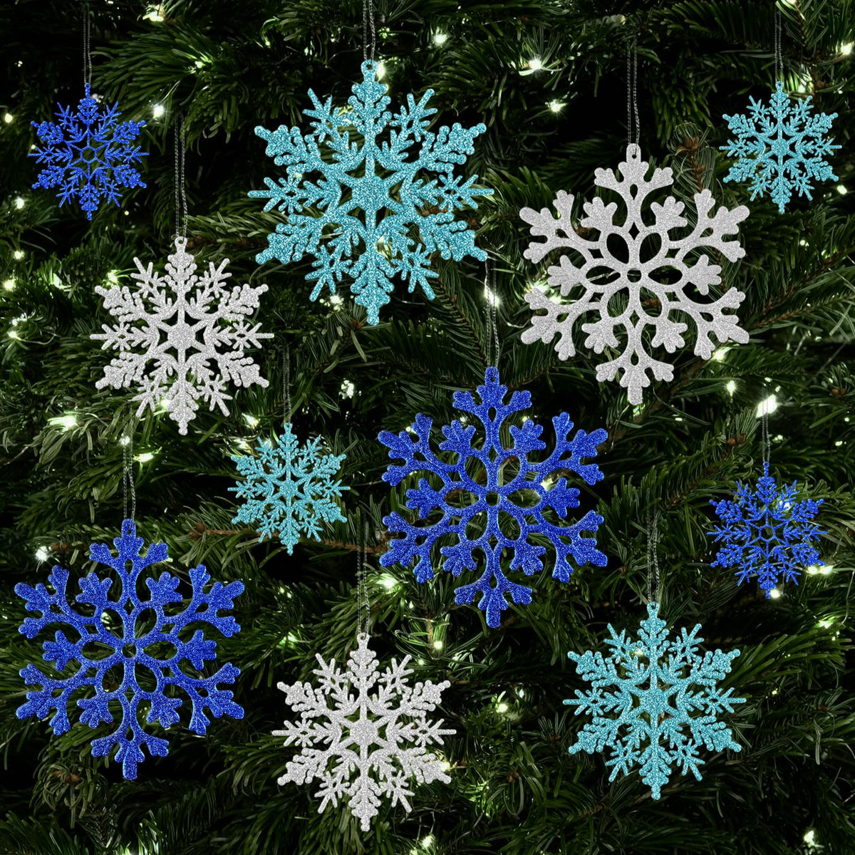 kockuu Christmas Decorations Snowflake Ornament White for Tree Decor Craft