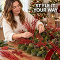 48 Pcs Red Christmas Tree Picks and Sprays Glitter 17" Berry Stems