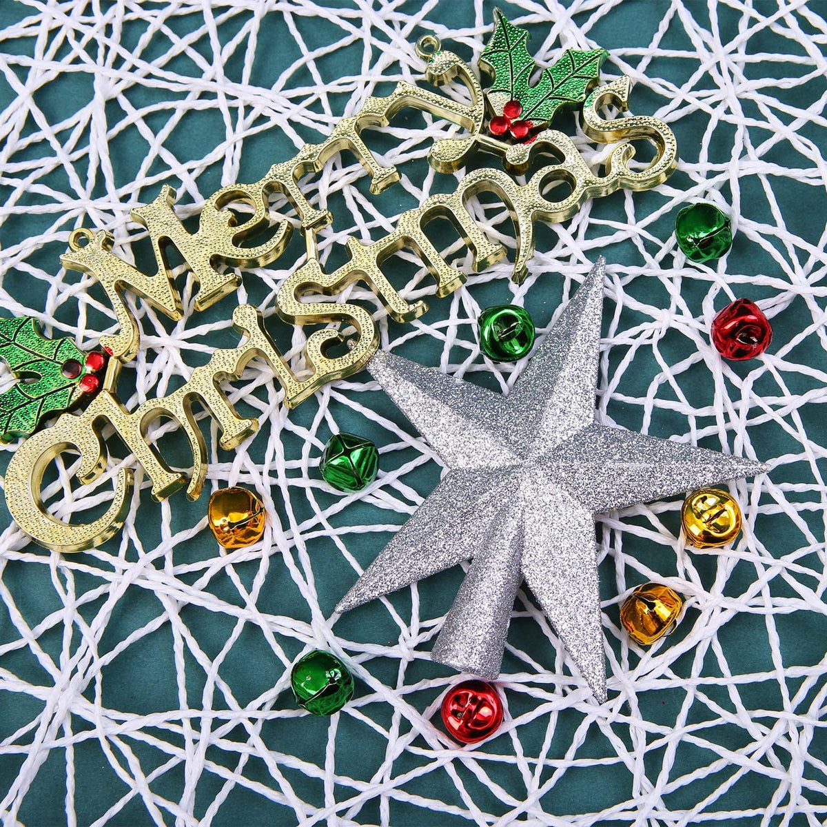 Aneco 2 Pack Glittered Christmas Tree Topper Star Treetop for Small Christmas Tree Decoration or Home Decor, Hard Plastic